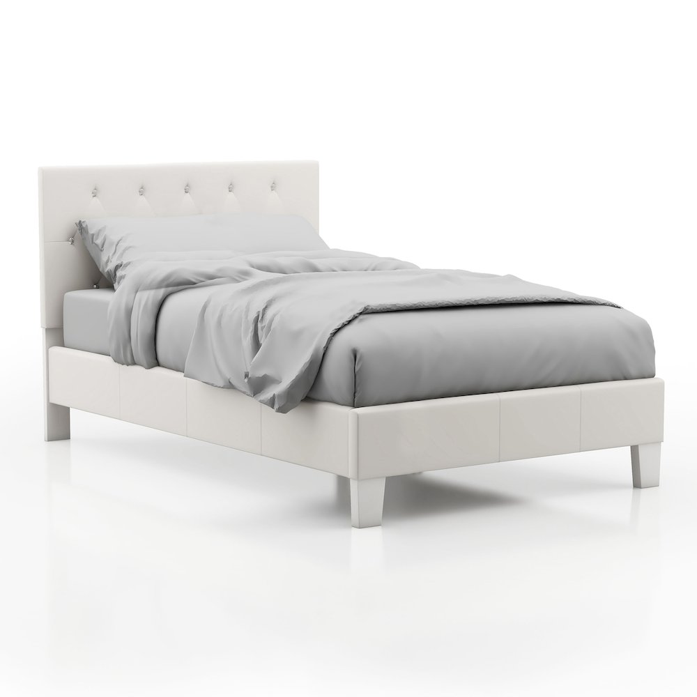 Kylen Faux Leather Platform Bed. Picture 1