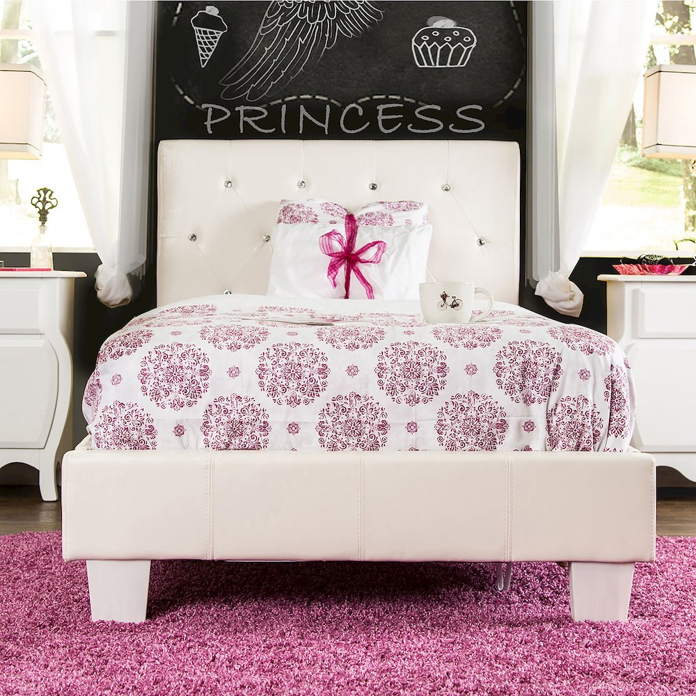 Kylen Faux Leather Platform Bed. Picture 5