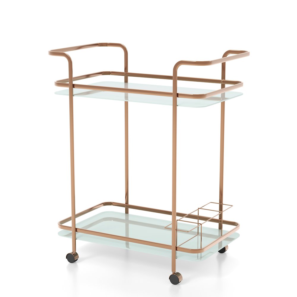Anneliese Contemporary Metal Bar Cart in Gold Champagne. Picture 1