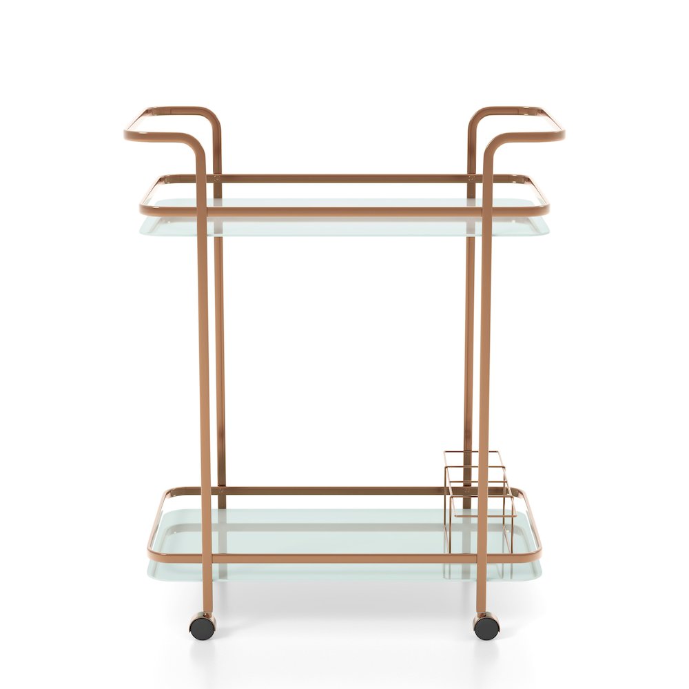 Anneliese Contemporary Metal Bar Cart in Gold Champagne. Picture 4