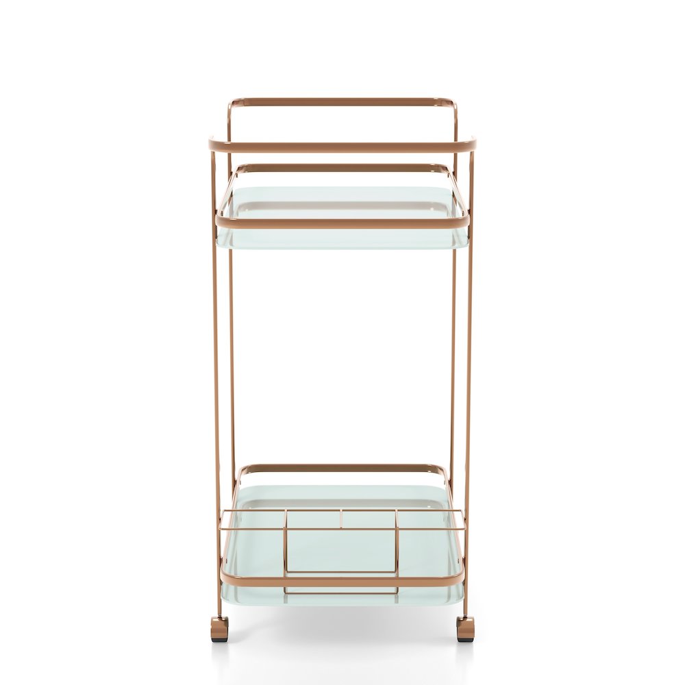 Anneliese Contemporary Metal Bar Cart in Gold Champagne. Picture 2