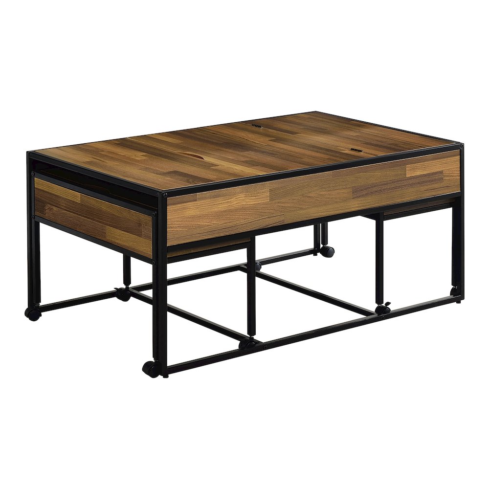 Froy Metal 3-Piece Nesting Table in Black and Walnut. Picture 1