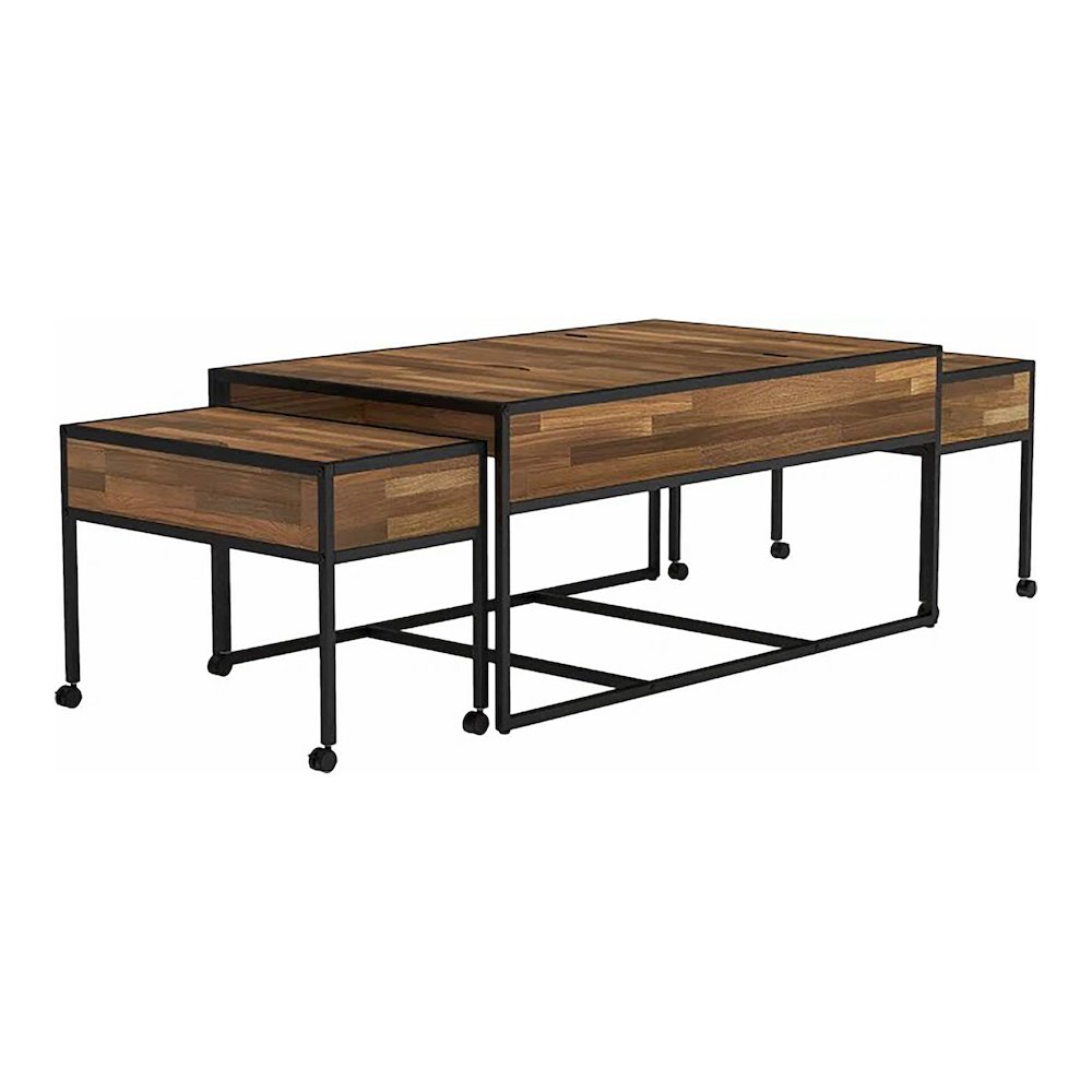 Froy Metal 3-Piece Nesting Table in Black and Walnut. Picture 3