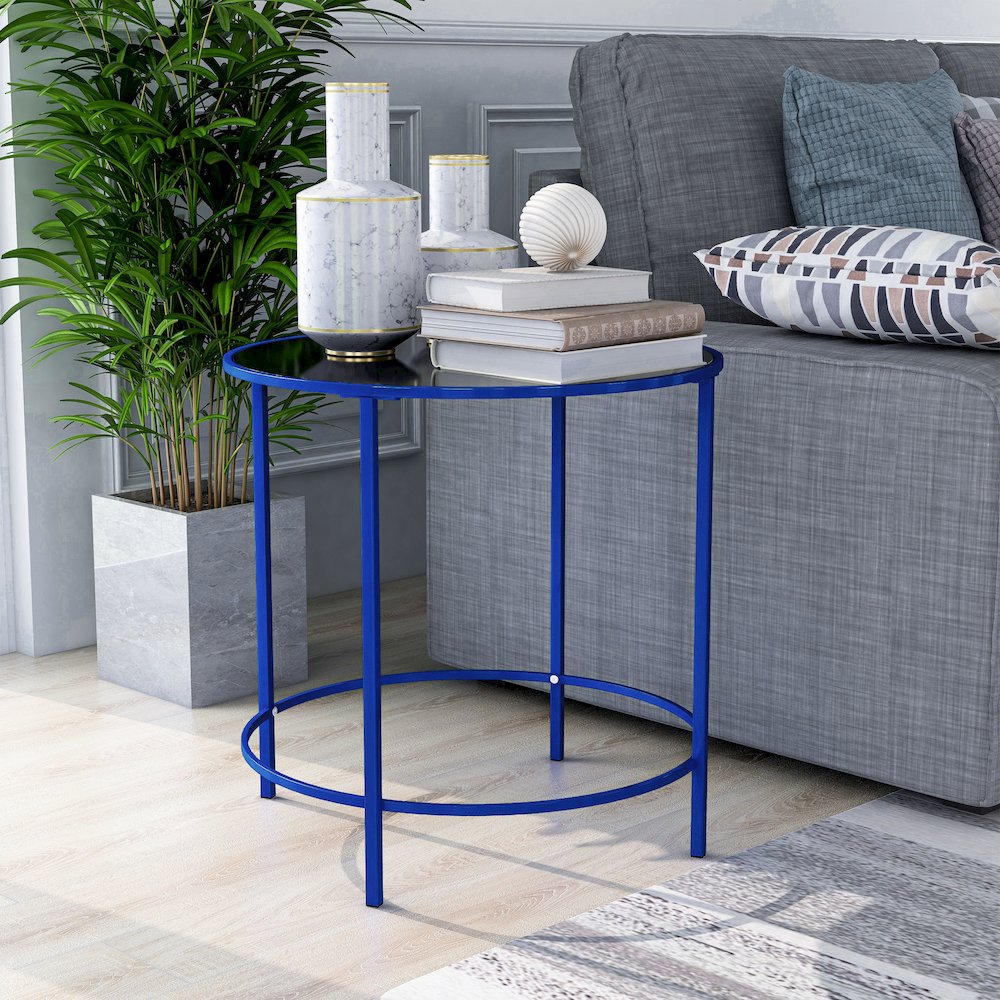 Keefer Contemporary Glass Top Side Table. Picture 2