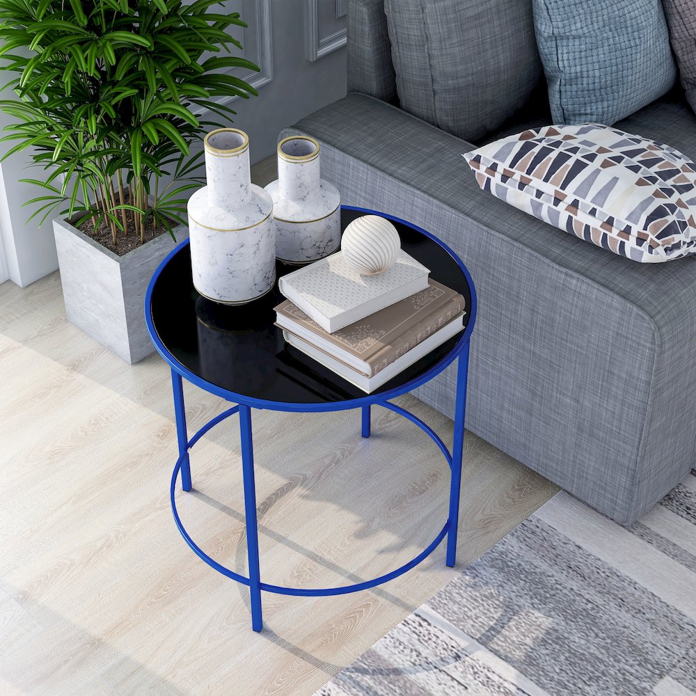 Keefer Contemporary Glass Top Side Table. Picture 4