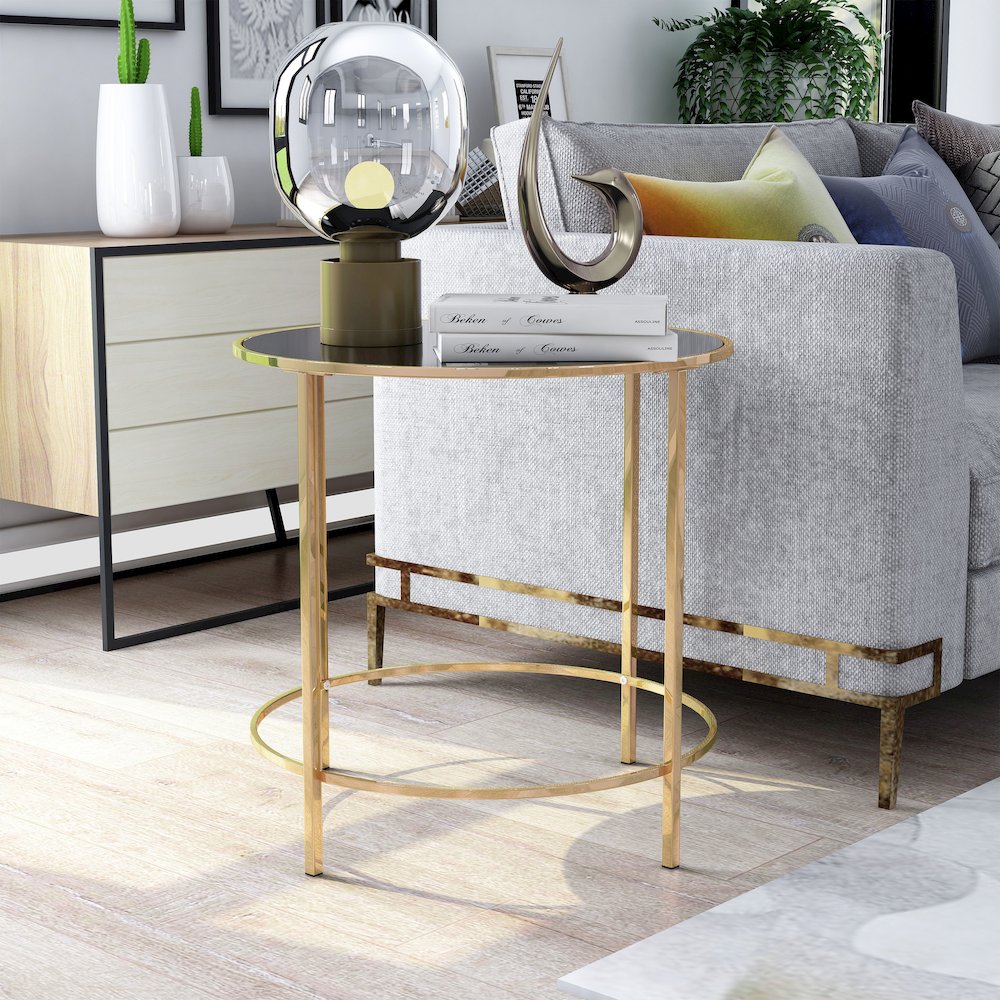 Keefer Contemporary Glass Top Side Table. Picture 3
