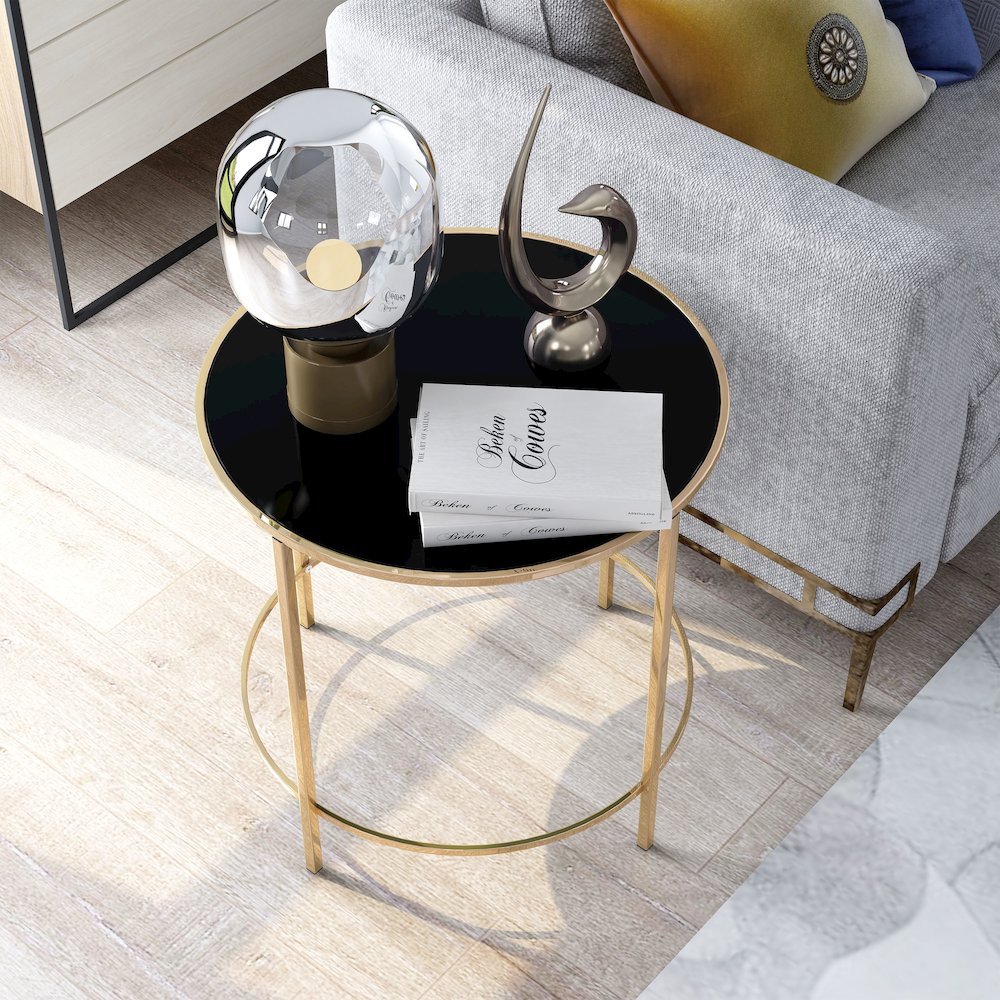 Keefer Contemporary Glass Top Side Table. Picture 4