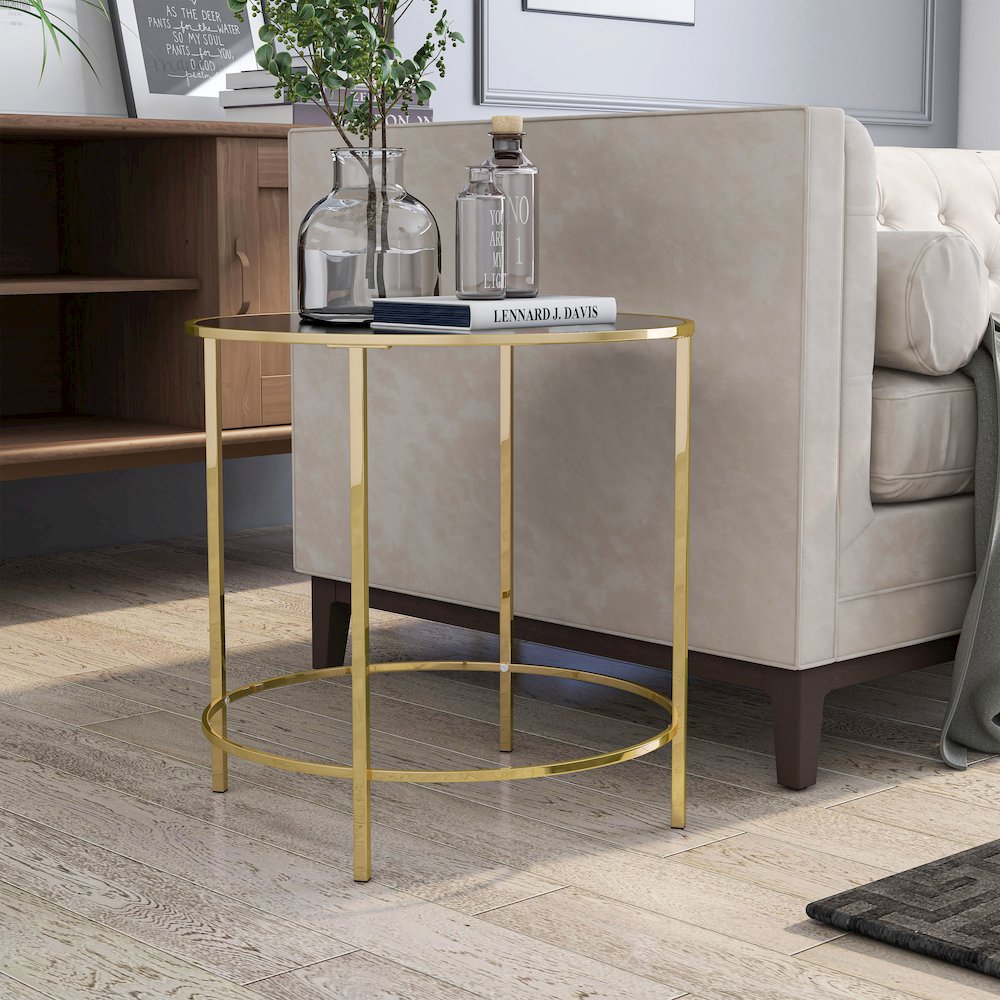 Keefer Contemporary Glass Top Side Table. Picture 3