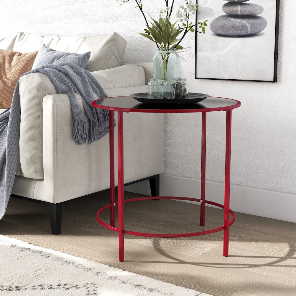 Keefer Contemporary Glass Top Side Table. Picture 2
