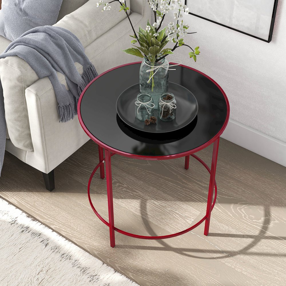 Keefer Contemporary Glass Top Side Table. Picture 3