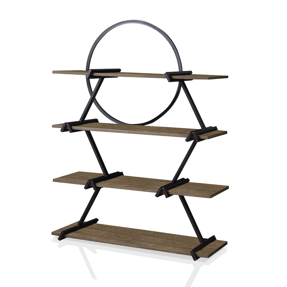 Burks Industrial Metal 4-Layer Bookcase in Matte Black. Picture 1