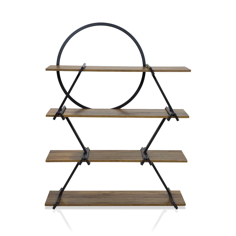 Burks Industrial Metal 4-Layer Bookcase in Matte Black. Picture 2
