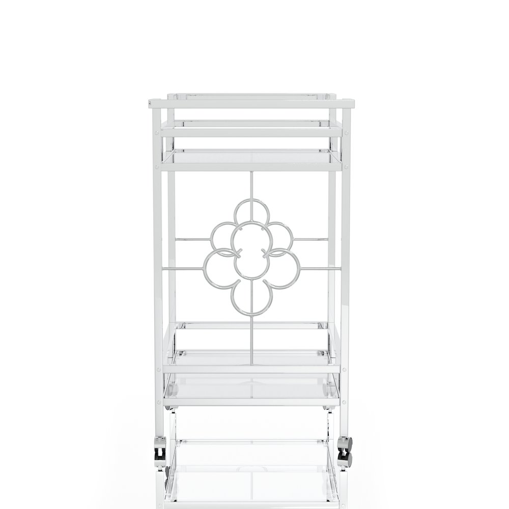 Olema Contemporary Metal 2-Shelf Serving Cart in Chrome. Picture 1