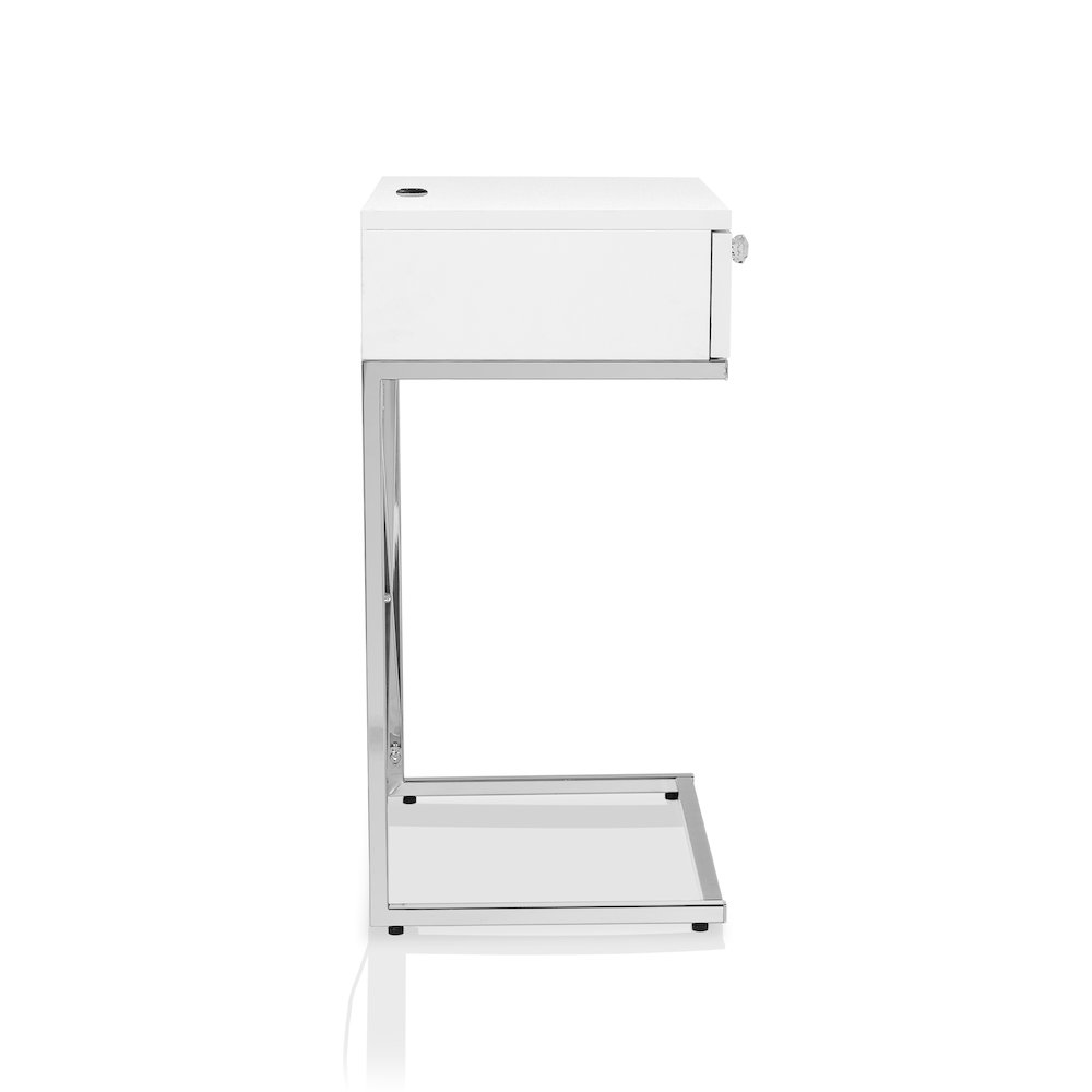 Kylie Modern Wood 1-Drawer End Table in Glossy White. Picture 3