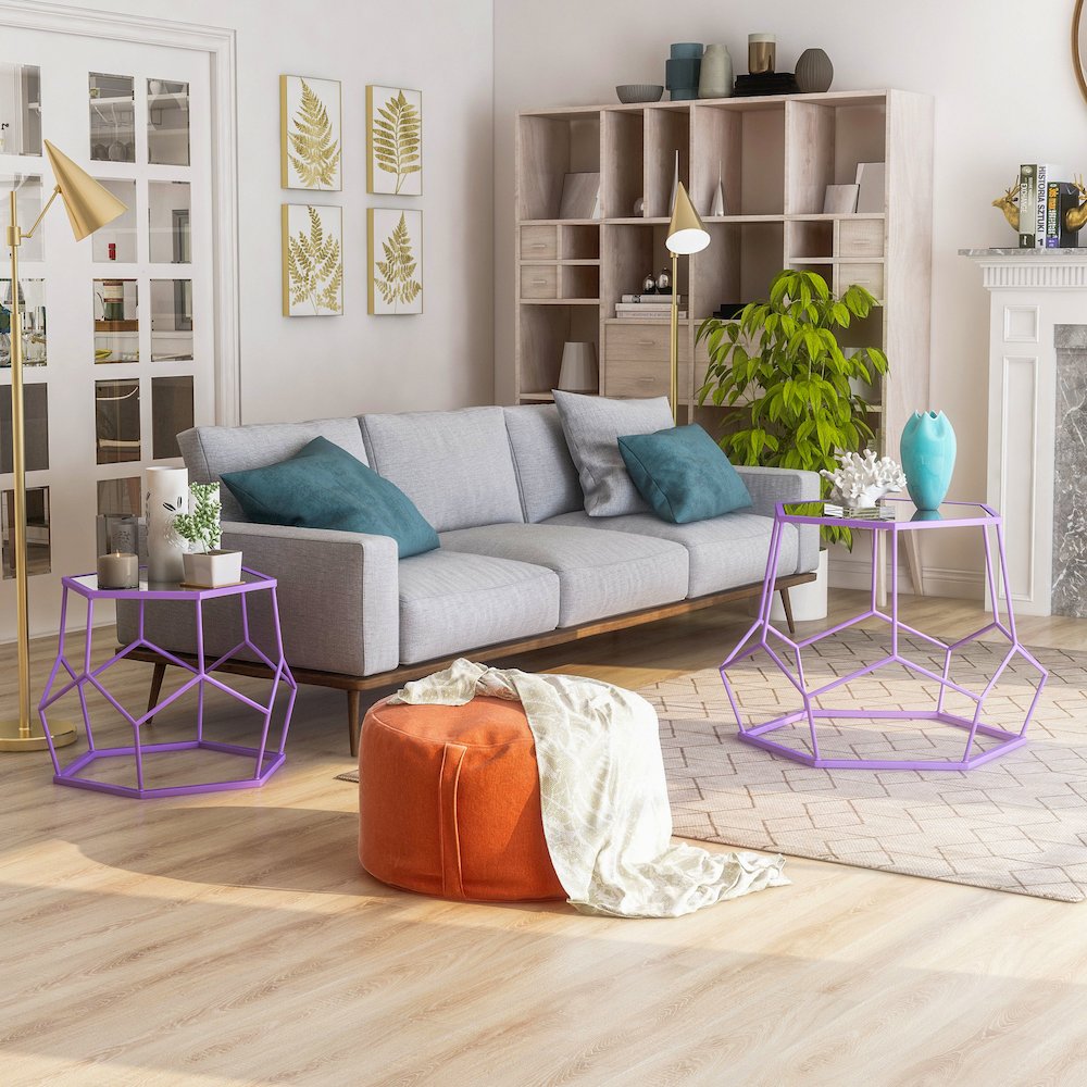 Boris Metal 2-Piece Nesting Accent Table Set. Picture 2