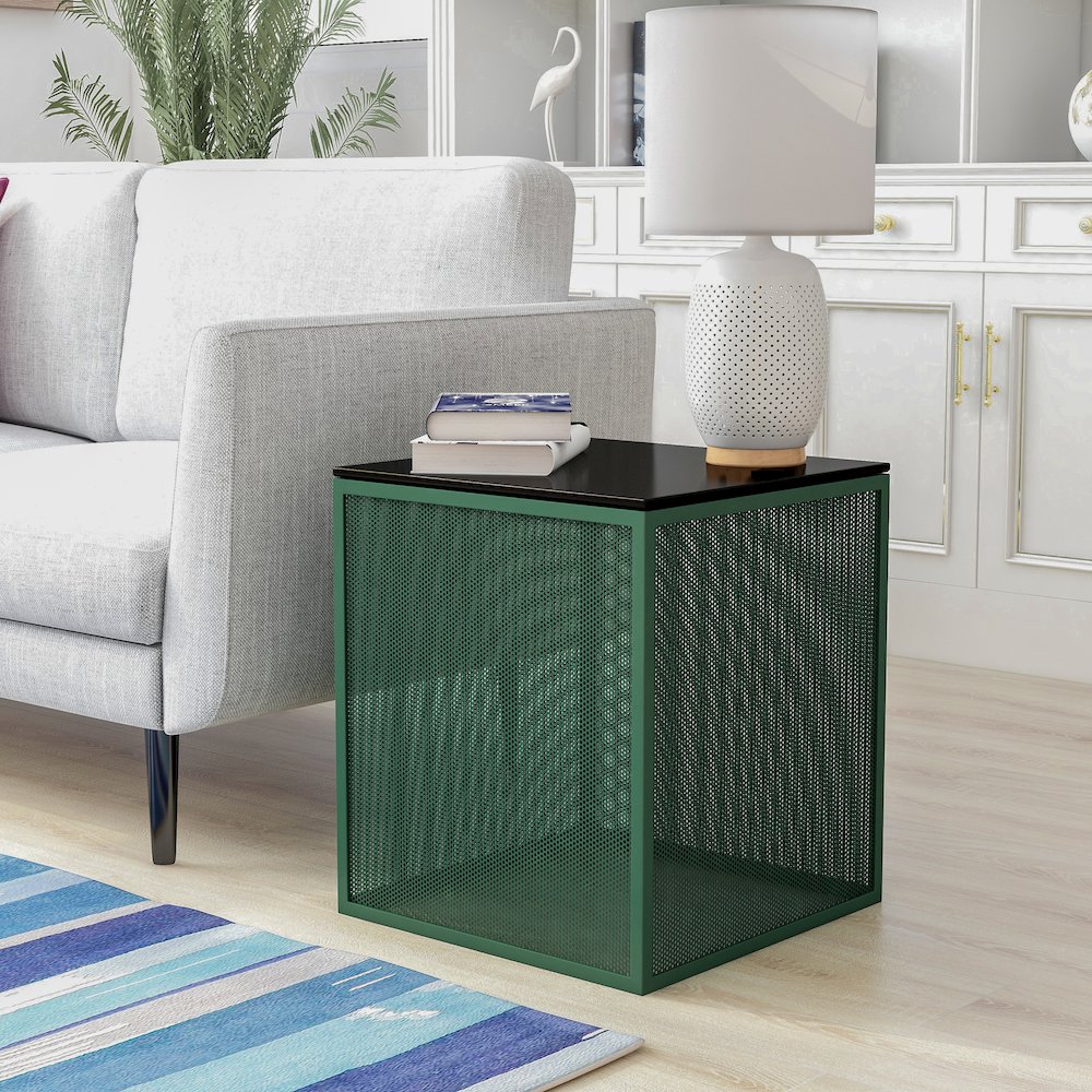 Kelforia Contemporary Glass Top Side Table. Picture 3