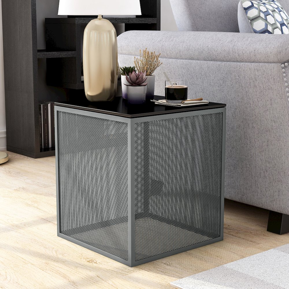 Kelforia Contemporary Glass Top Side Table. Picture 3