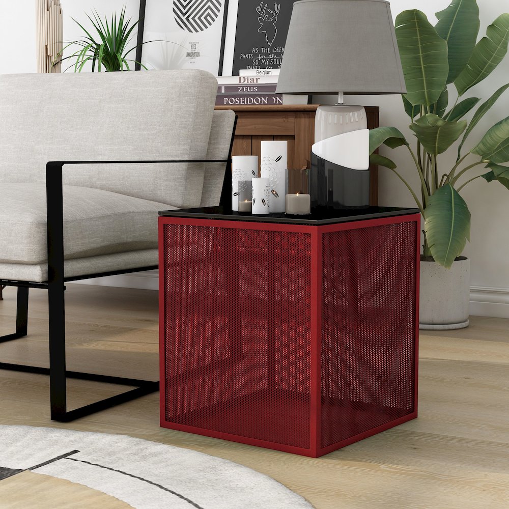 Kelforia Contemporary Glass Top Side Table. Picture 3