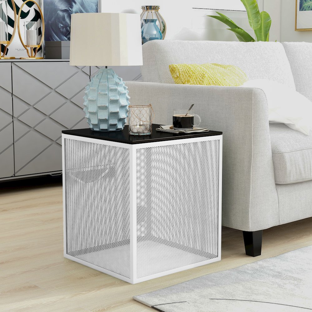 Kelforia Contemporary Glass Top Side Table. Picture 3