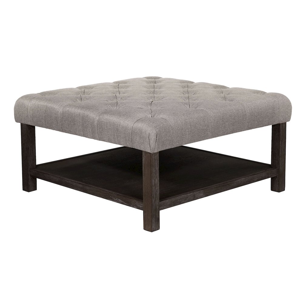 Hoylton Wood Ottoman in Antique Washed Gray and Light Gray. Picture 3