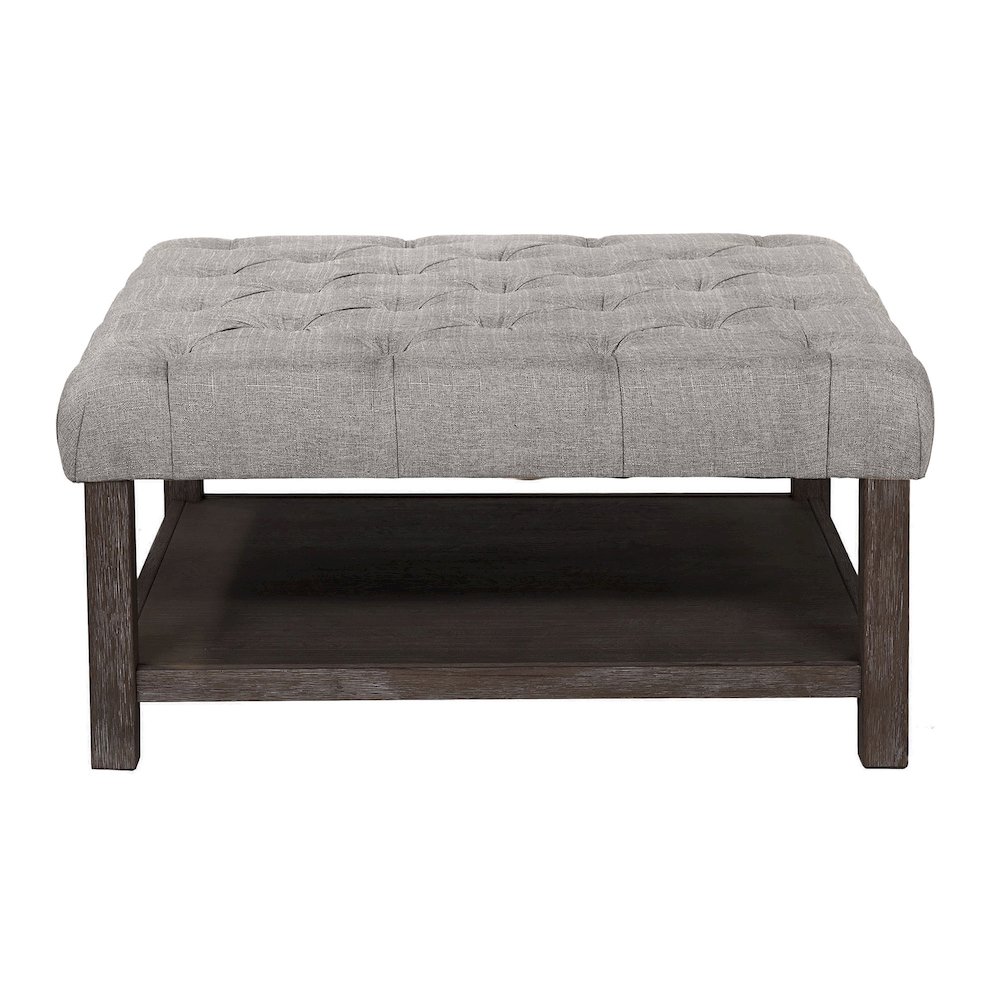 Hoylton Wood Ottoman in Antique Washed Gray and Light Gray. Picture 1