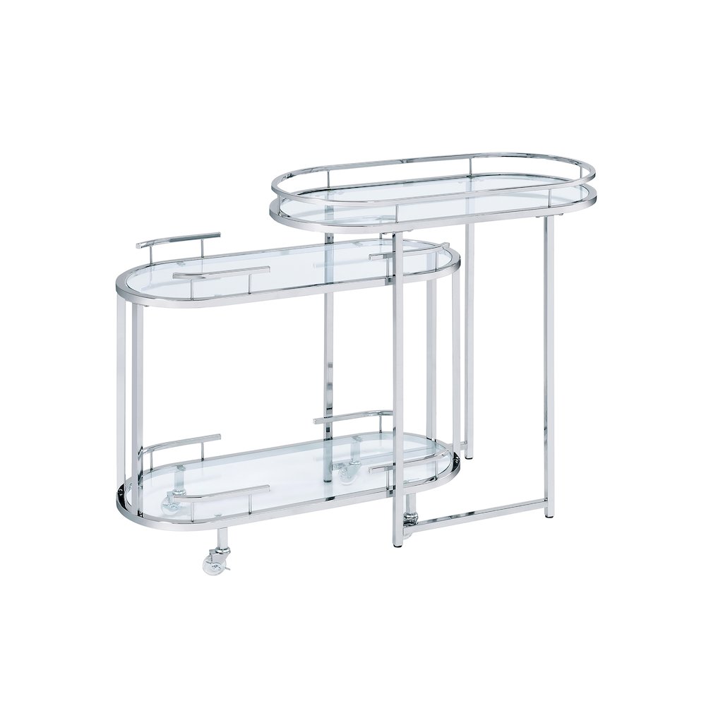 Noehmi Contemporary Metal 3-Tier Serving Cart in Chrome. Picture 1