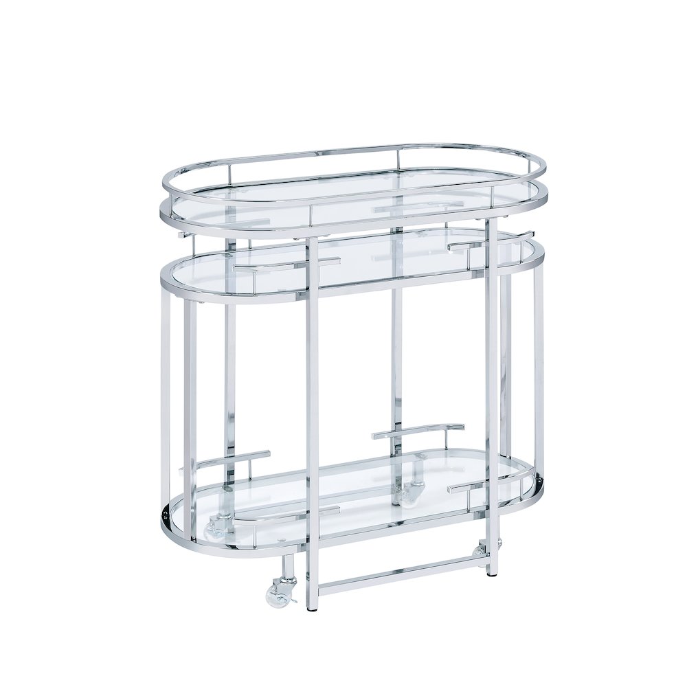 Noehmi Contemporary Metal 3-Tier Serving Cart in Chrome. Picture 2