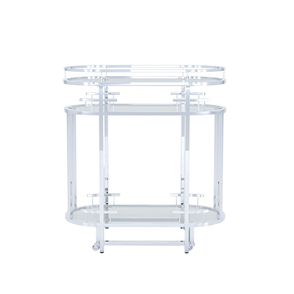 Noehmi Contemporary Metal 3-Tier Serving Cart in Chrome. Picture 3