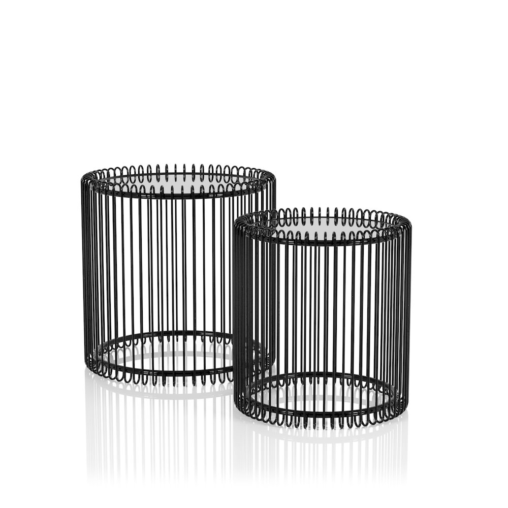 Mendel Contemporary Metal 2-Piece Nesting Table in Black. Picture 2