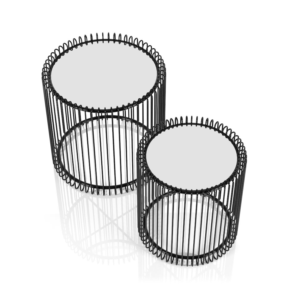 Mendel Contemporary Metal 2-Piece Nesting Table in Black. Picture 3