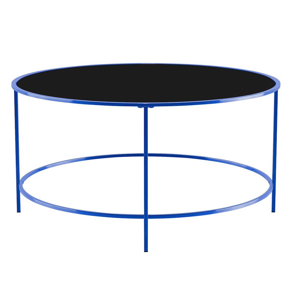 Rockbel Contemporary Glass Top Round Coffee Table. Picture 2