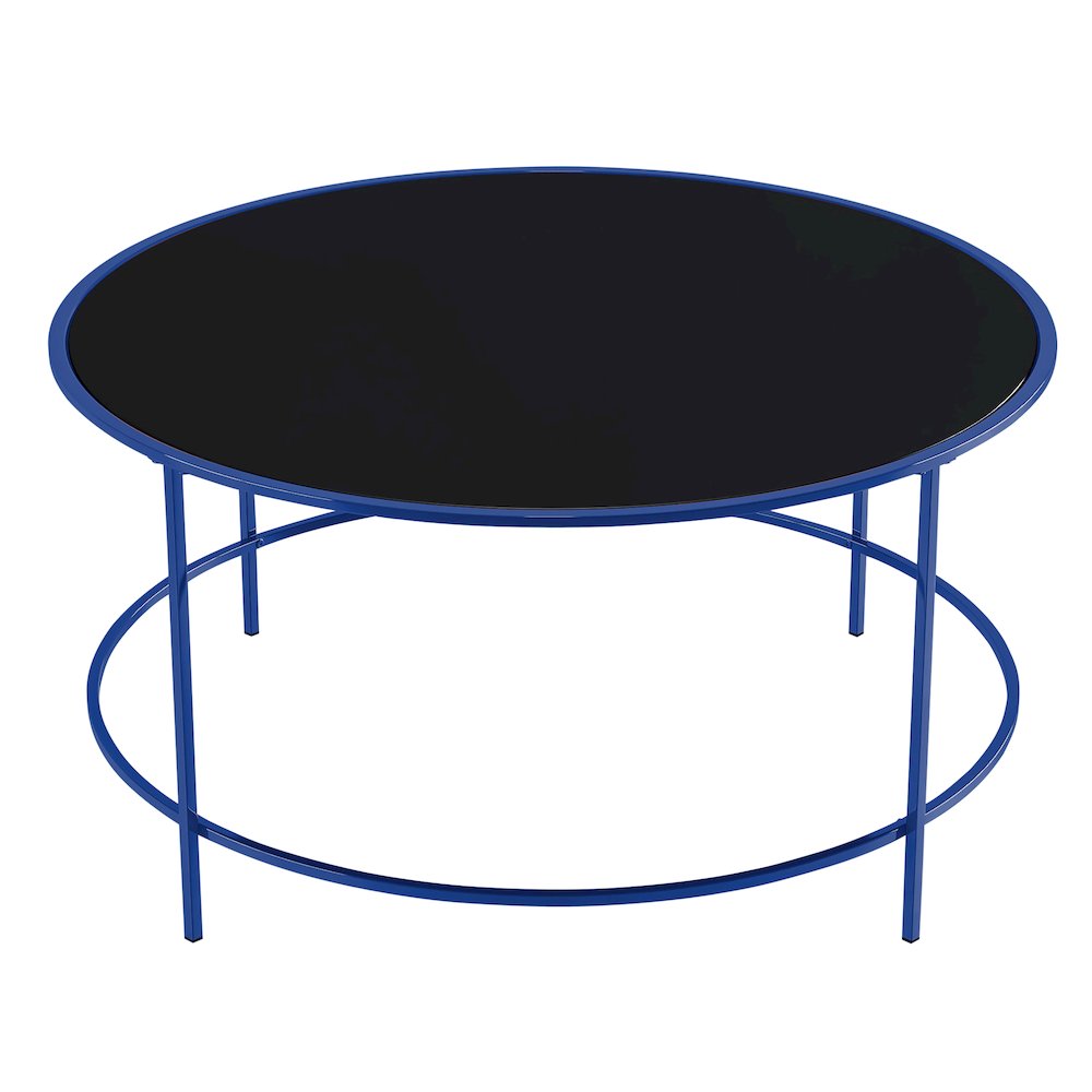 Rockbel Contemporary Glass Top Round Coffee Table. Picture 3