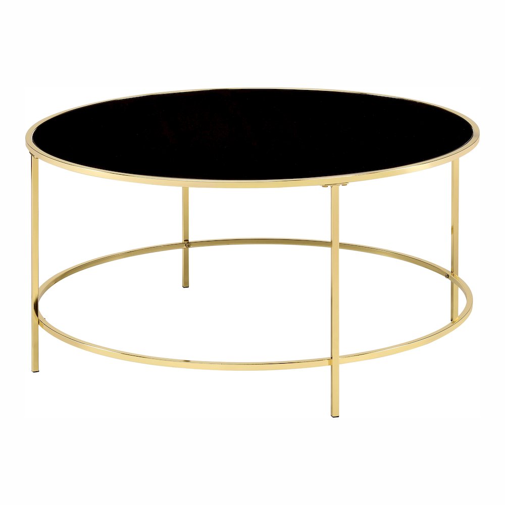 Rockbel Contemporary Glass Top Round Coffee Table. Picture 2