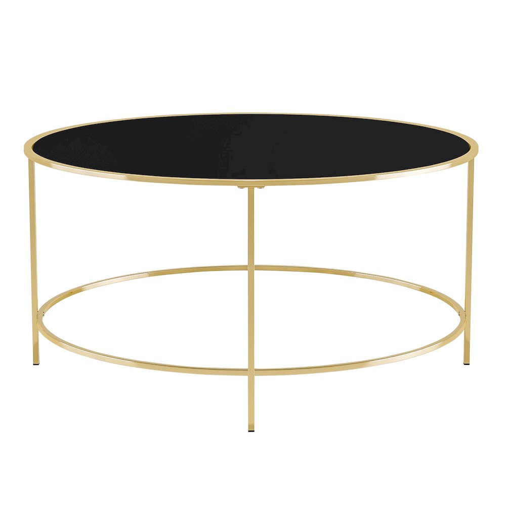 Rockbel Contemporary Glass Top Round Coffee Table. Picture 3
