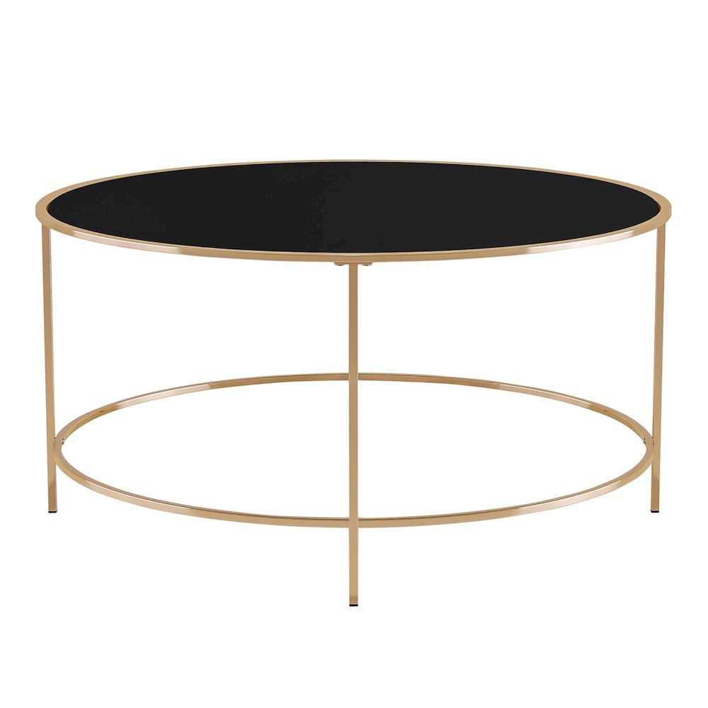 Rockbel Contemporary Glass Top Round Coffee Table. Picture 2