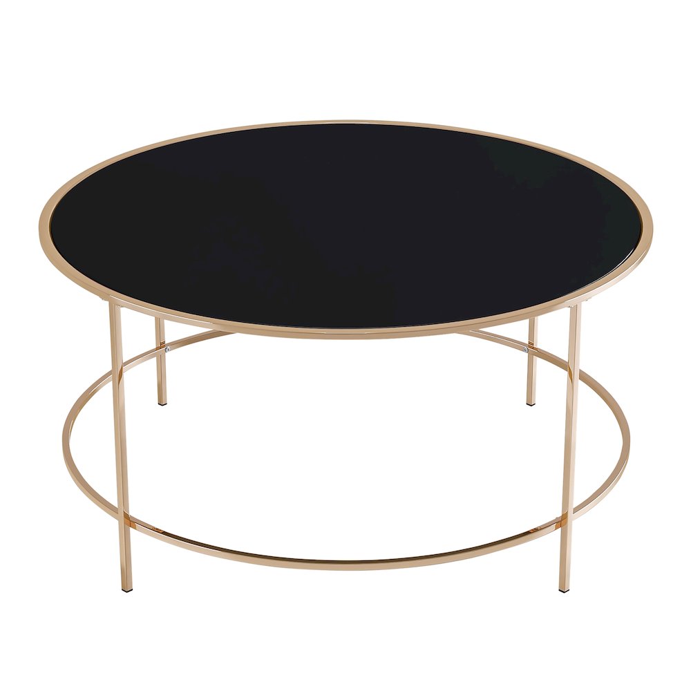 Rockbel Contemporary Glass Top Round Coffee Table. Picture 3