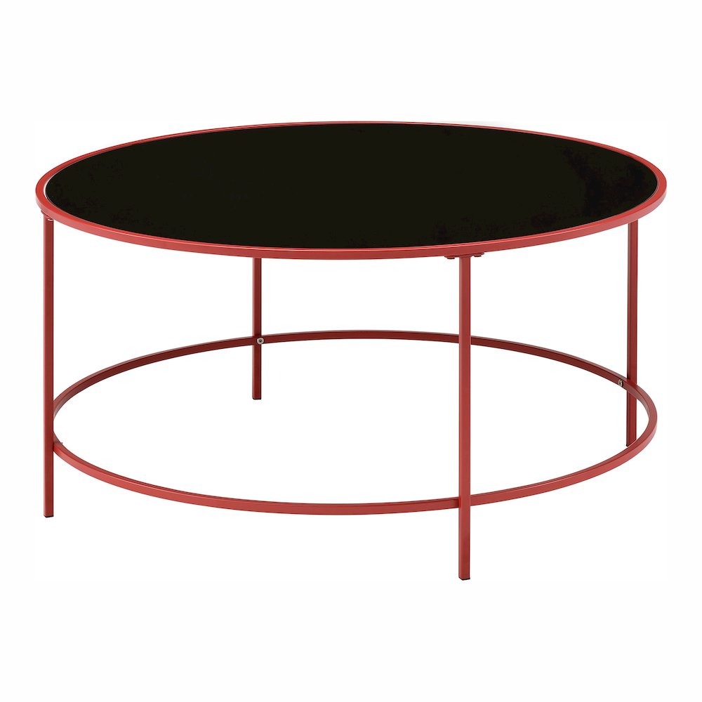 Rockbel Contemporary Glass Top Round Coffee Table. Picture 1
