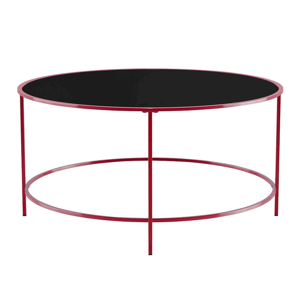 Rockbel Contemporary Glass Top Round Coffee Table. Picture 2