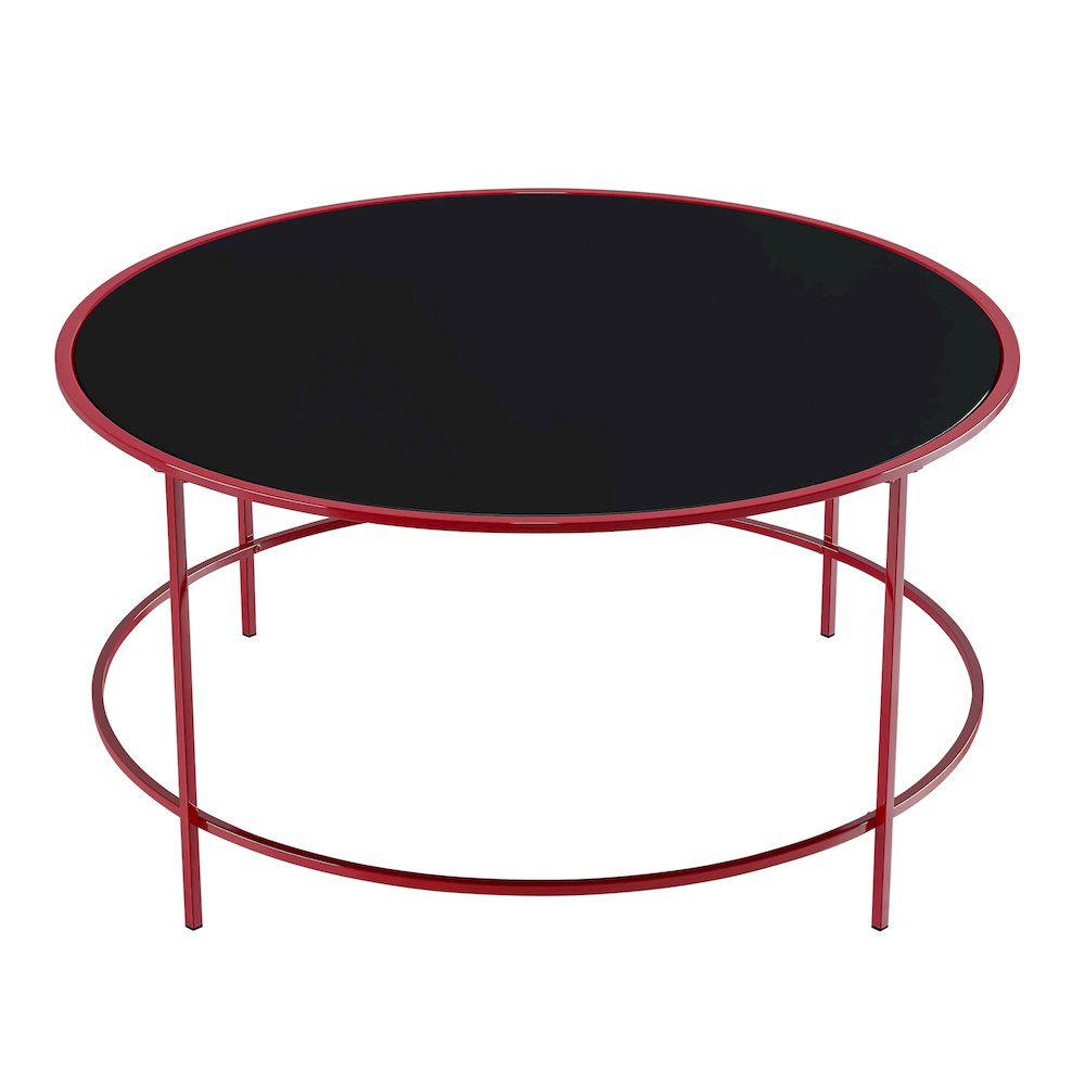 Rockbel Contemporary Glass Top Round Coffee Table. Picture 3