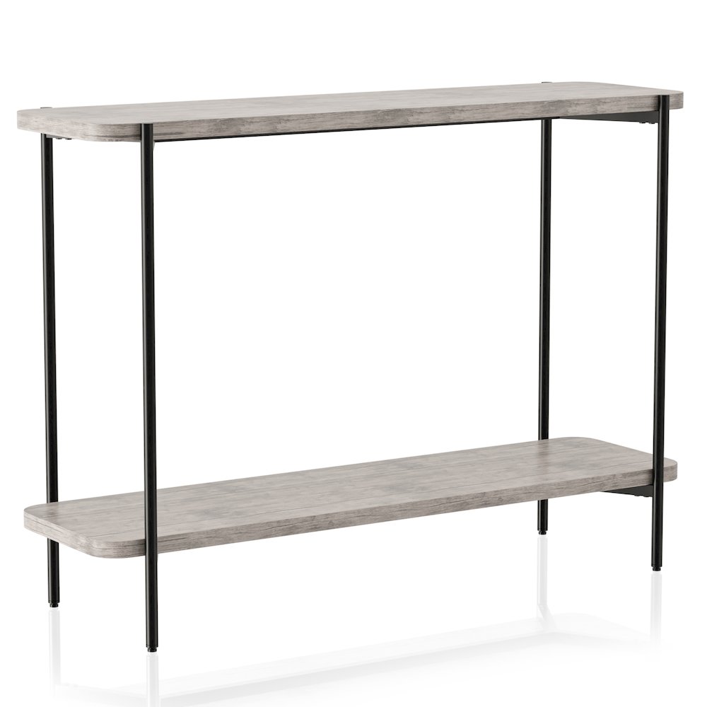 Elgun Metal 1-Shelf Console Table in Black and Gray. Picture 1