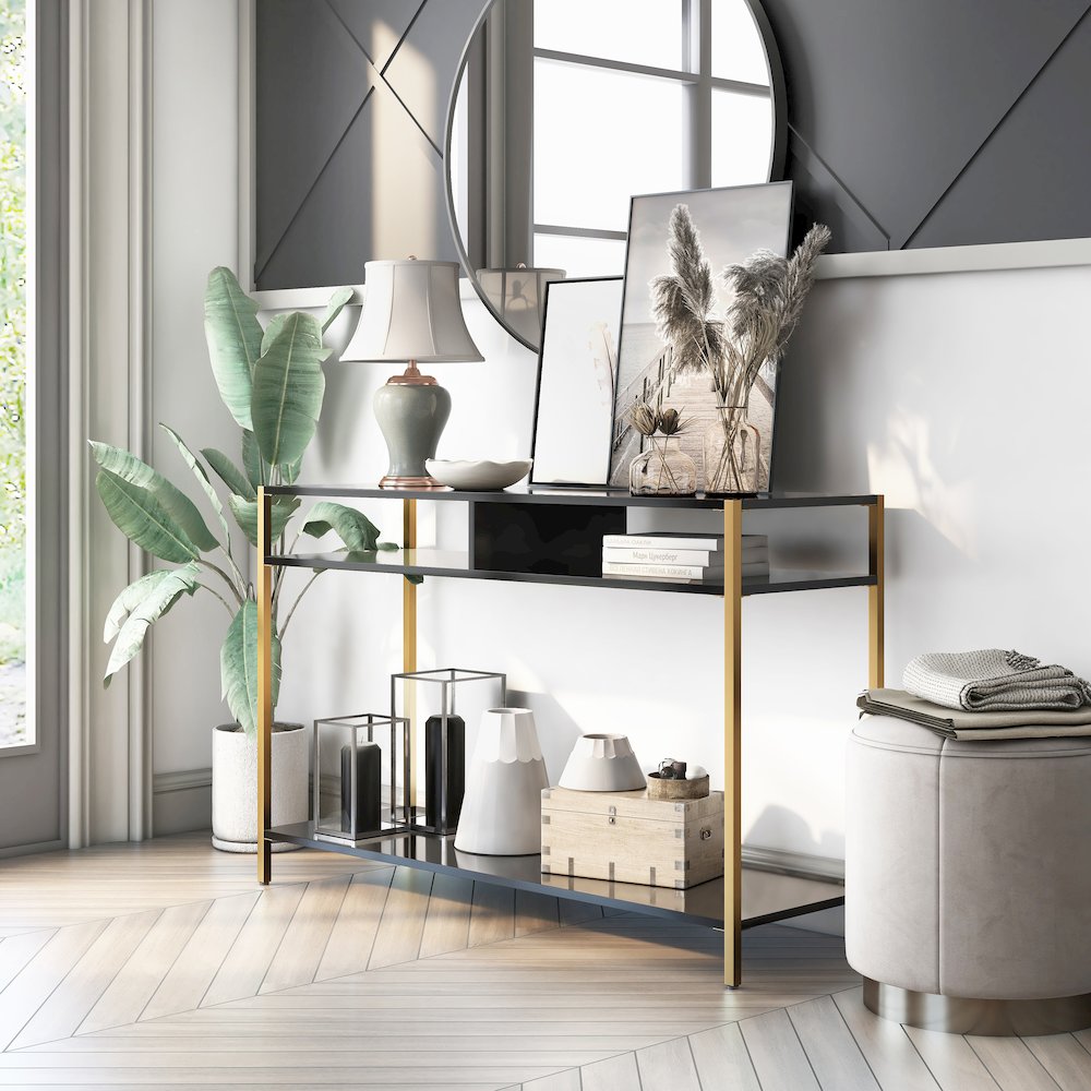 Mirah Contemporary Metal 3-Shelf Console Table. Picture 4