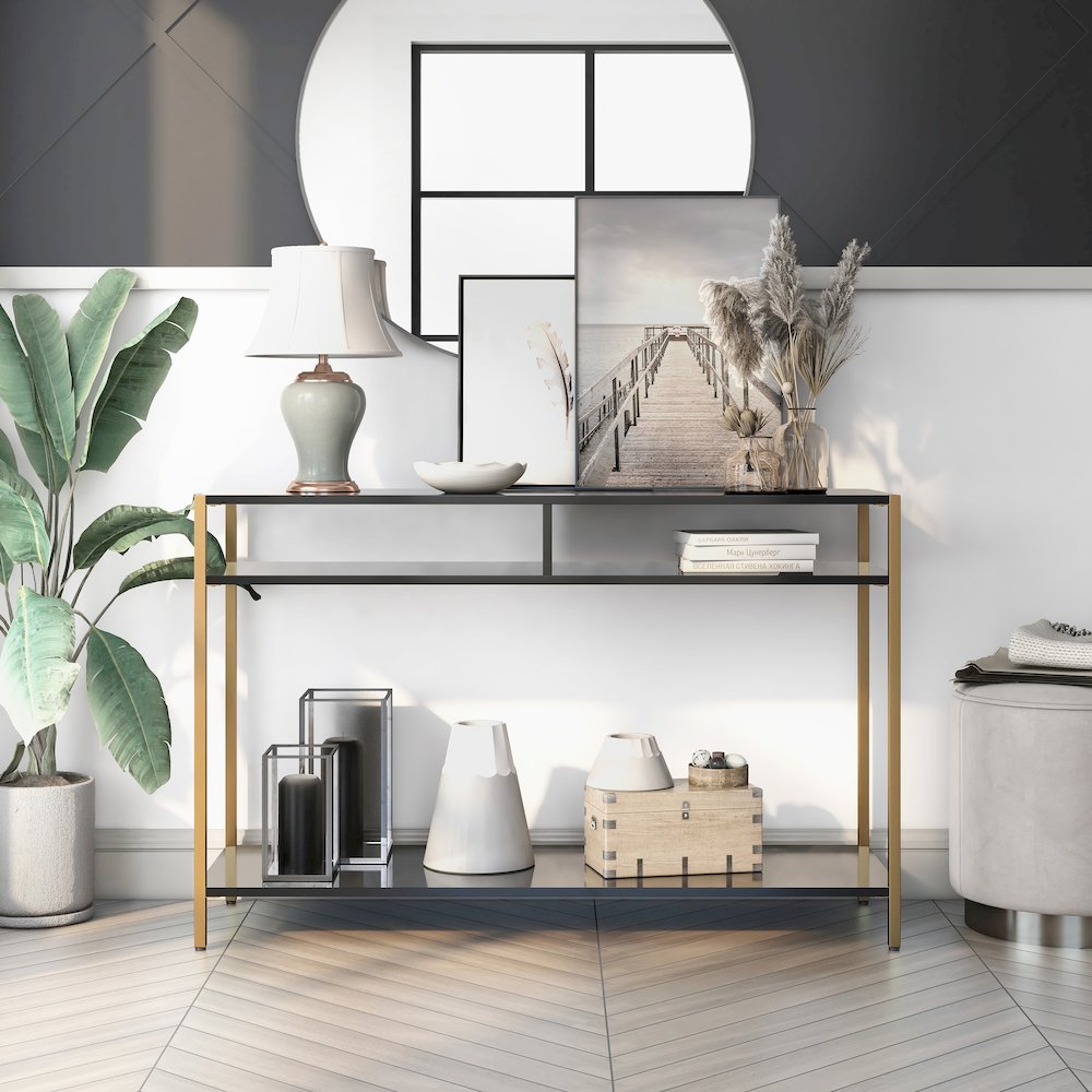 Mirah Contemporary Metal 3-Shelf Console Table. Picture 5