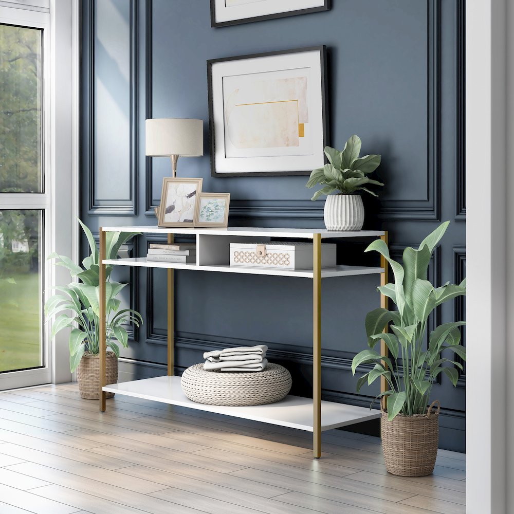 Mirah Contemporary Metal 3-Shelf Console Table. Picture 4