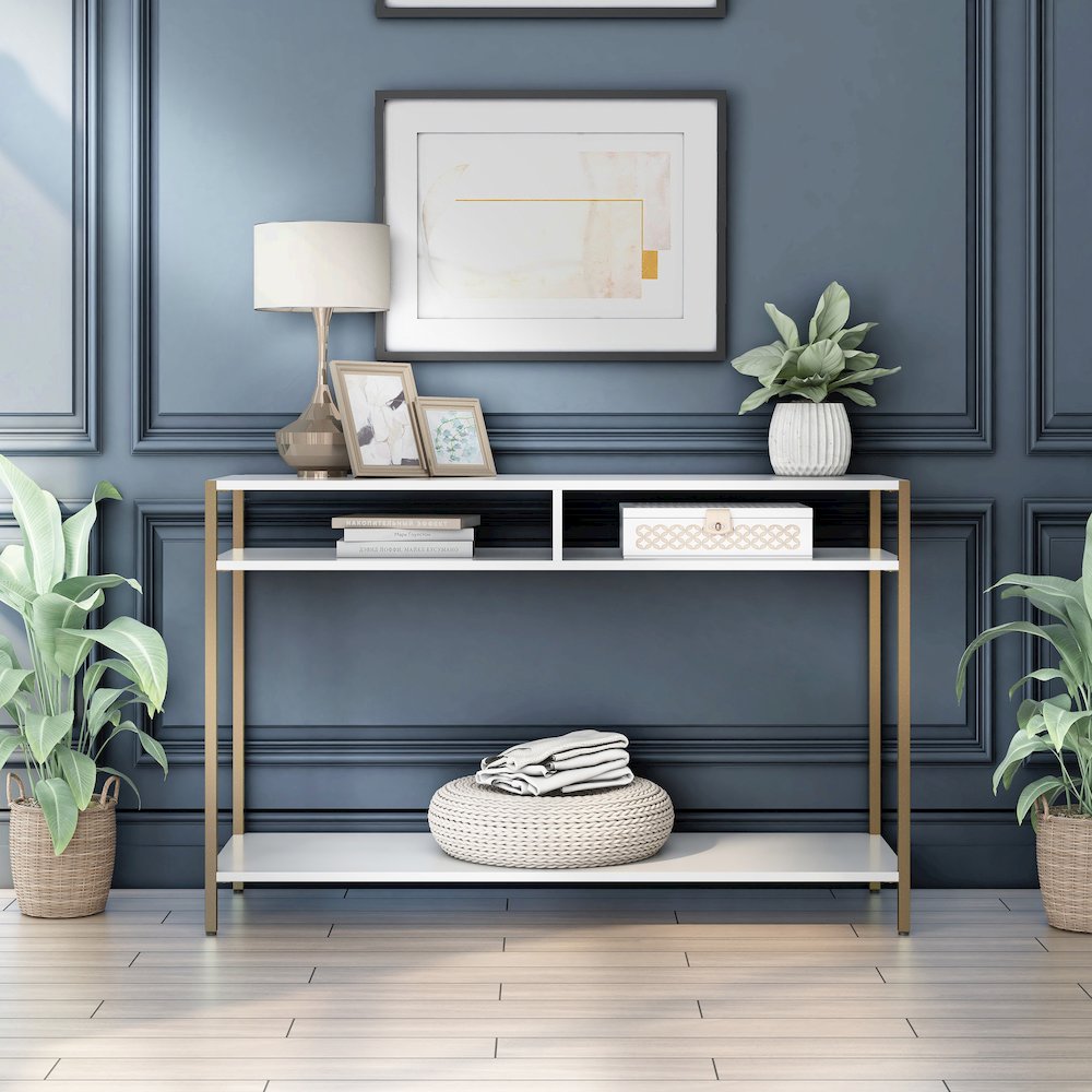 Mirah Contemporary Metal 3-Shelf Console Table. Picture 5