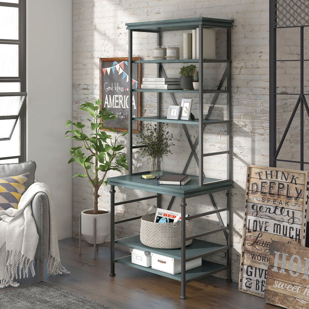 Garna Industrial Metal 6-Shelf Bookcase. Picture 4
