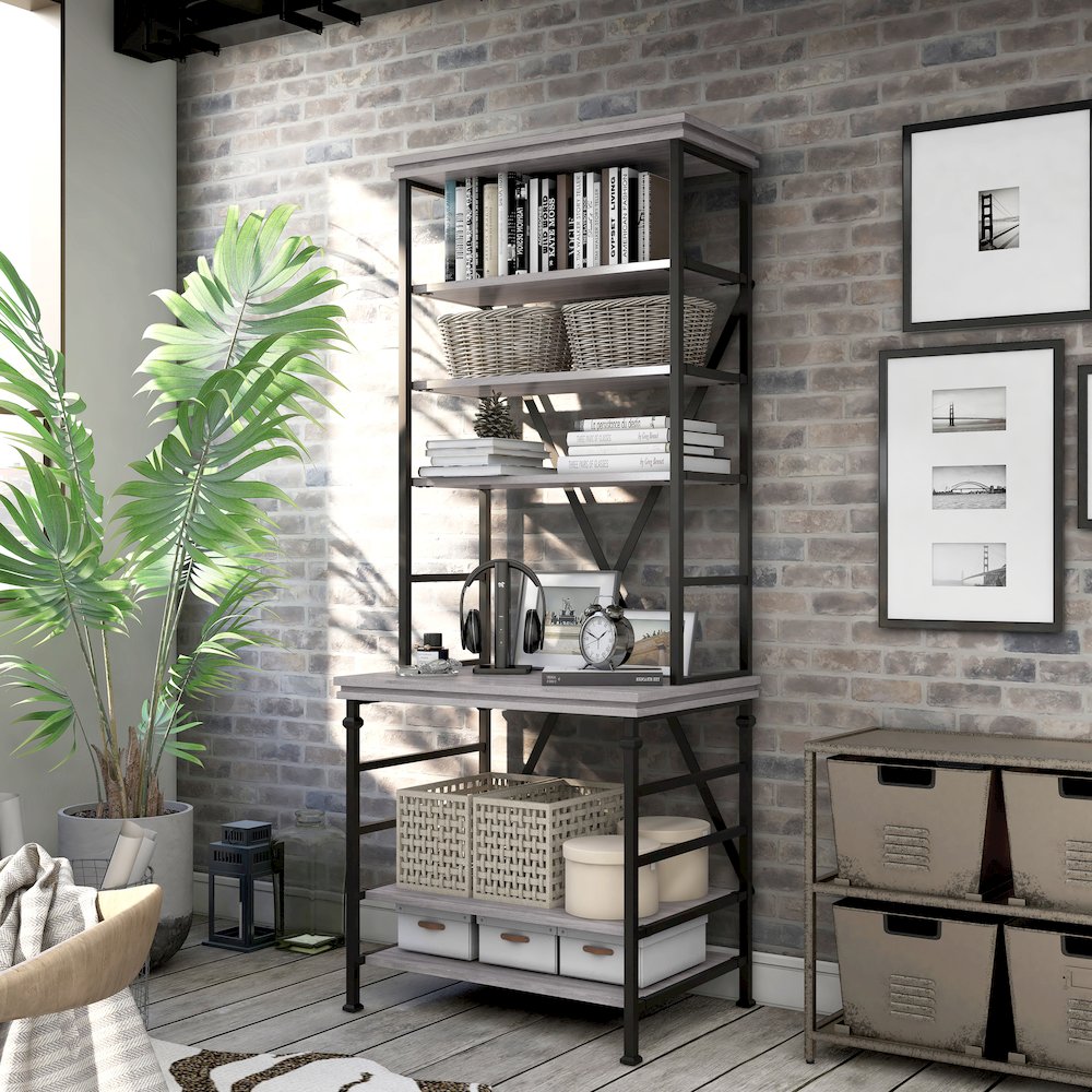 Garna Industrial Metal 6-Shelf Bookcase. Picture 4