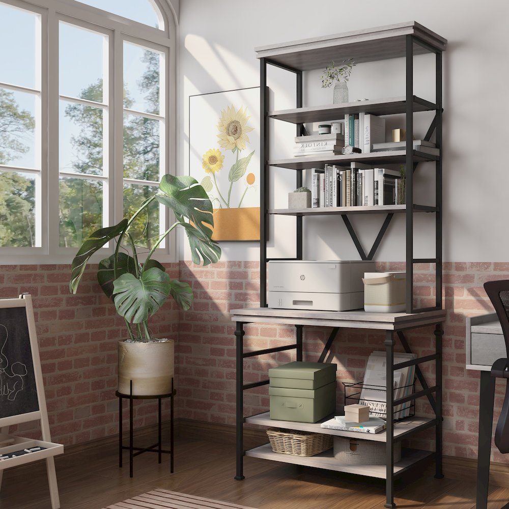 Garna Industrial Metal 6-Shelf Bookcase. Picture 4