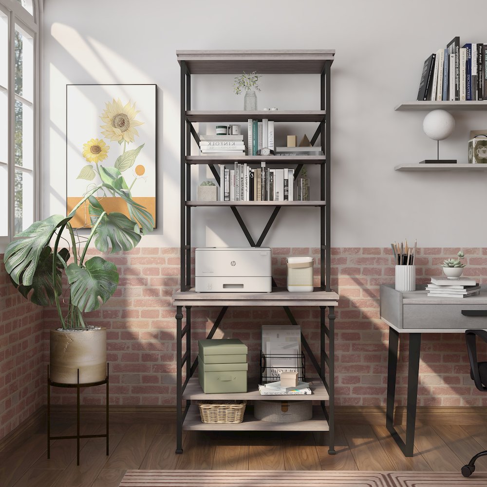 Garna Industrial Metal 6-Shelf Bookcase. Picture 5