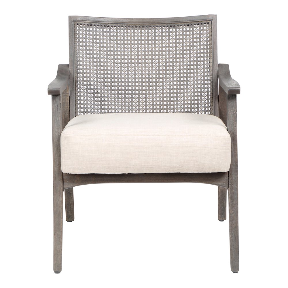Averill Wood Cushioned Accent Chair in Gray Wash. Picture 1