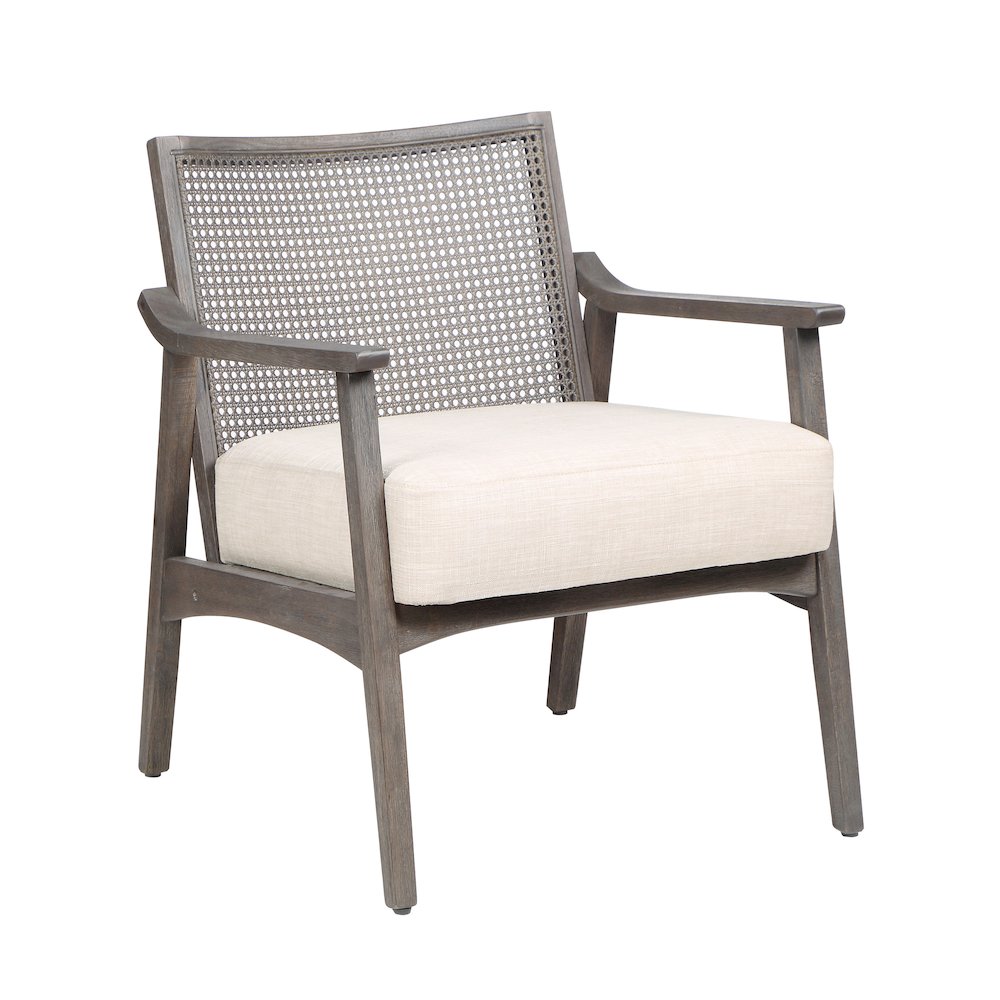 Averill Wood Cushioned Accent Chair in Gray Wash. Picture 2
